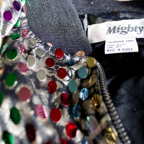 SOLD! Silver Sequin Jacket Bomber - Tiger Rainbow - Picture 6 of 7